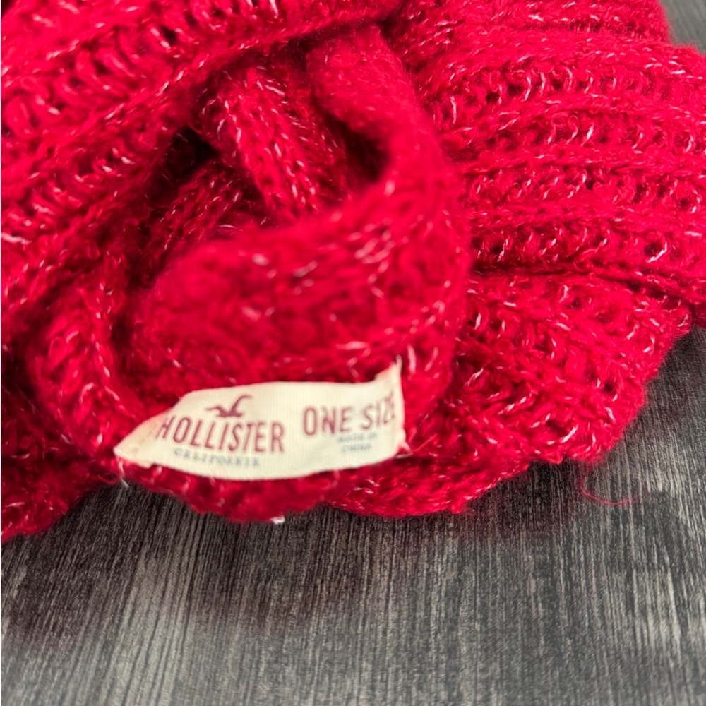Hollister Red Metallic Open Knit Infinity Scarf One Size - Picture 3 of 5